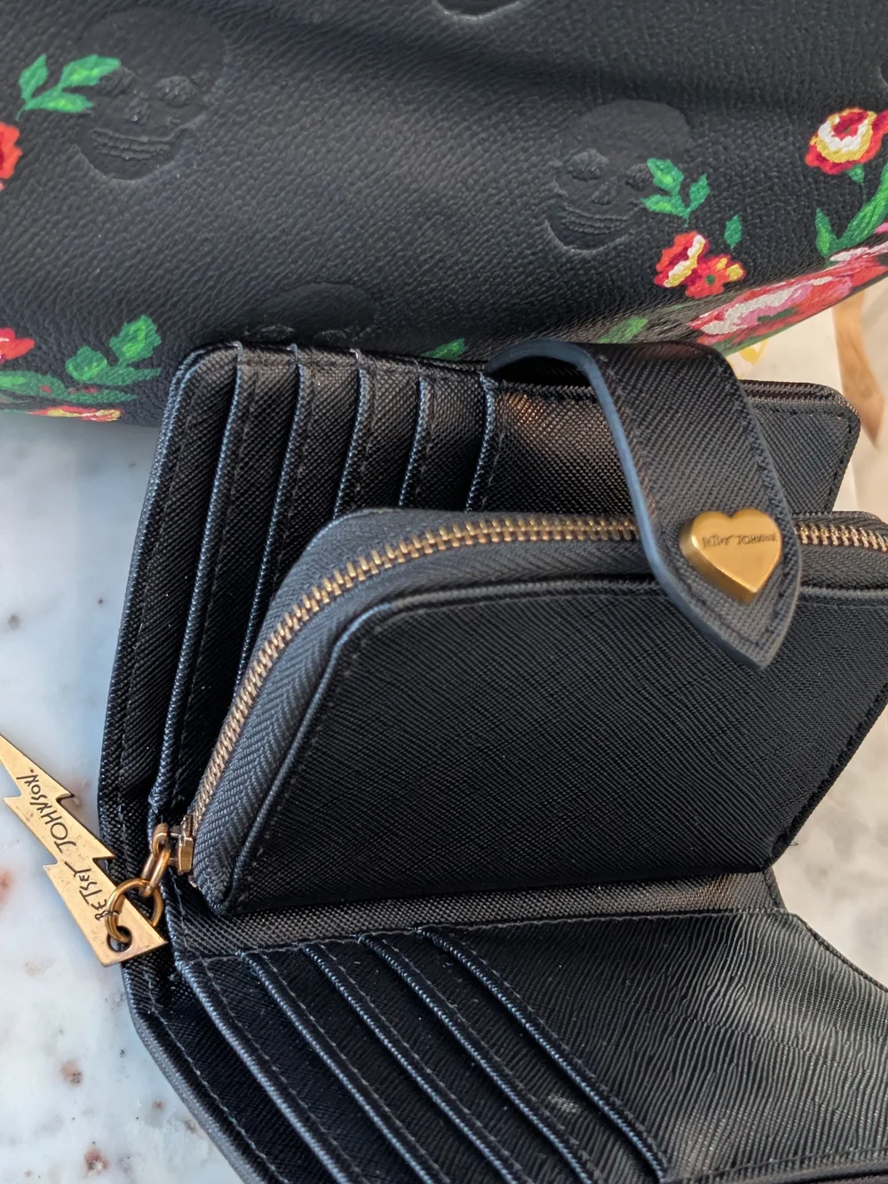 Vegan Leather Skullicious Floral Embossed Satchel - Betsey Johnson